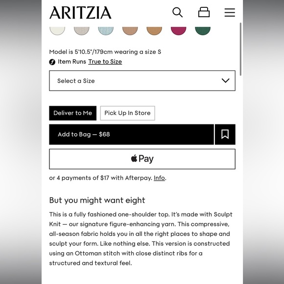 Aritzia scuba one shoulder top - Picture 2 of 5